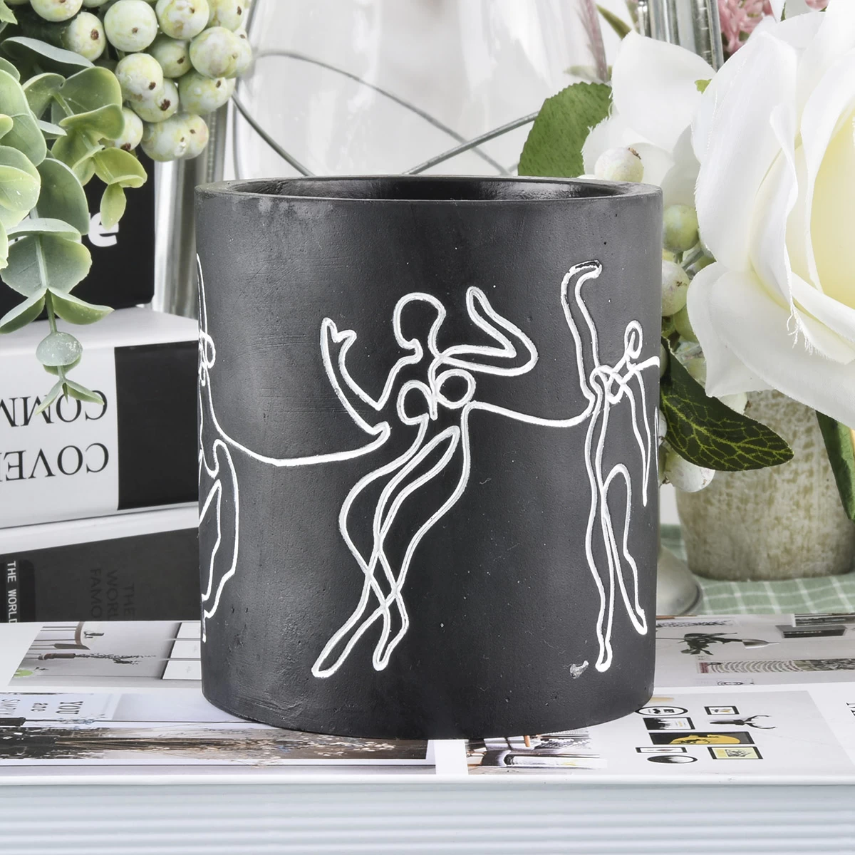 Home decor luxury decal custom concrete candle jar