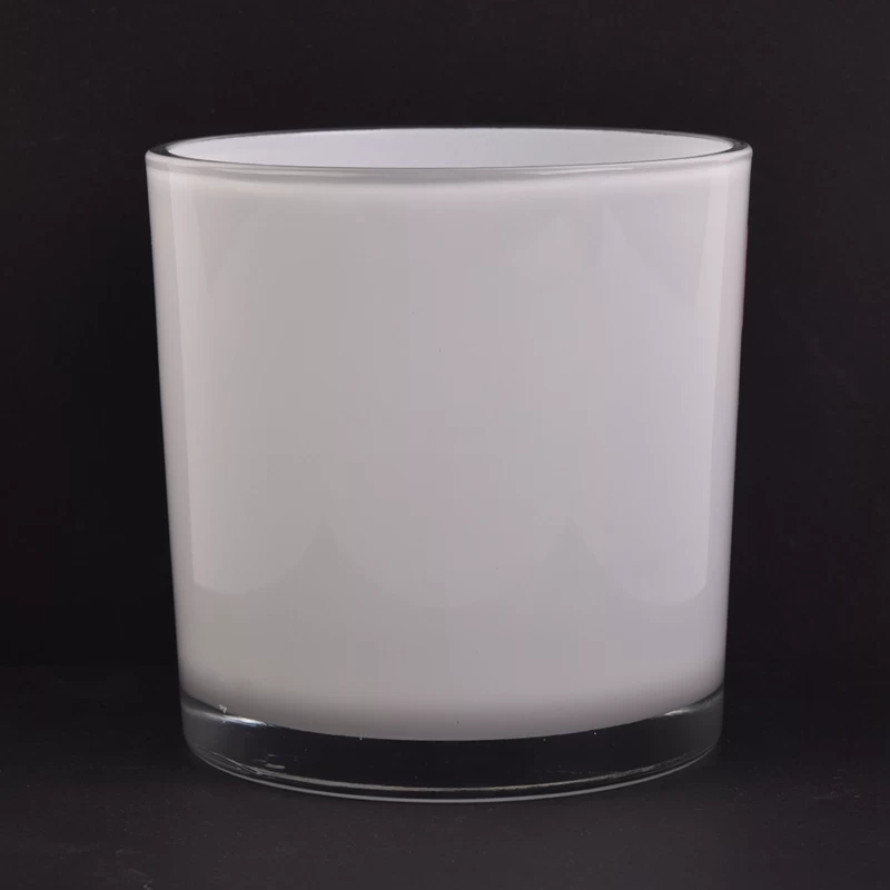 14oz white tall glass candle jar