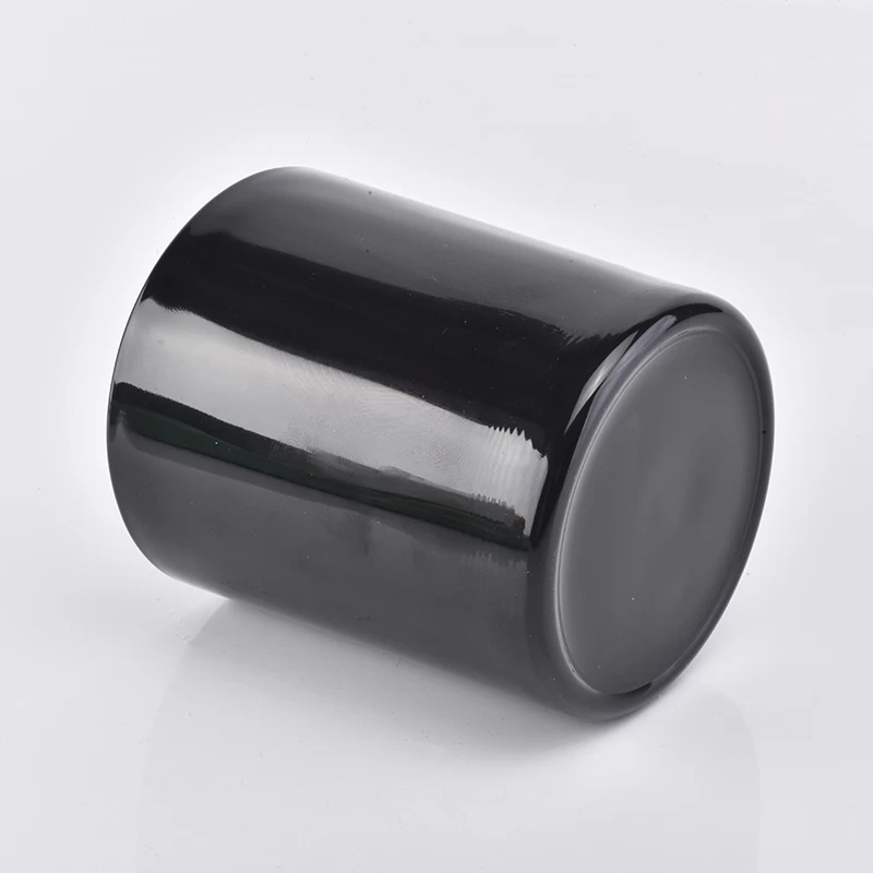 glossy black glass container for candle making