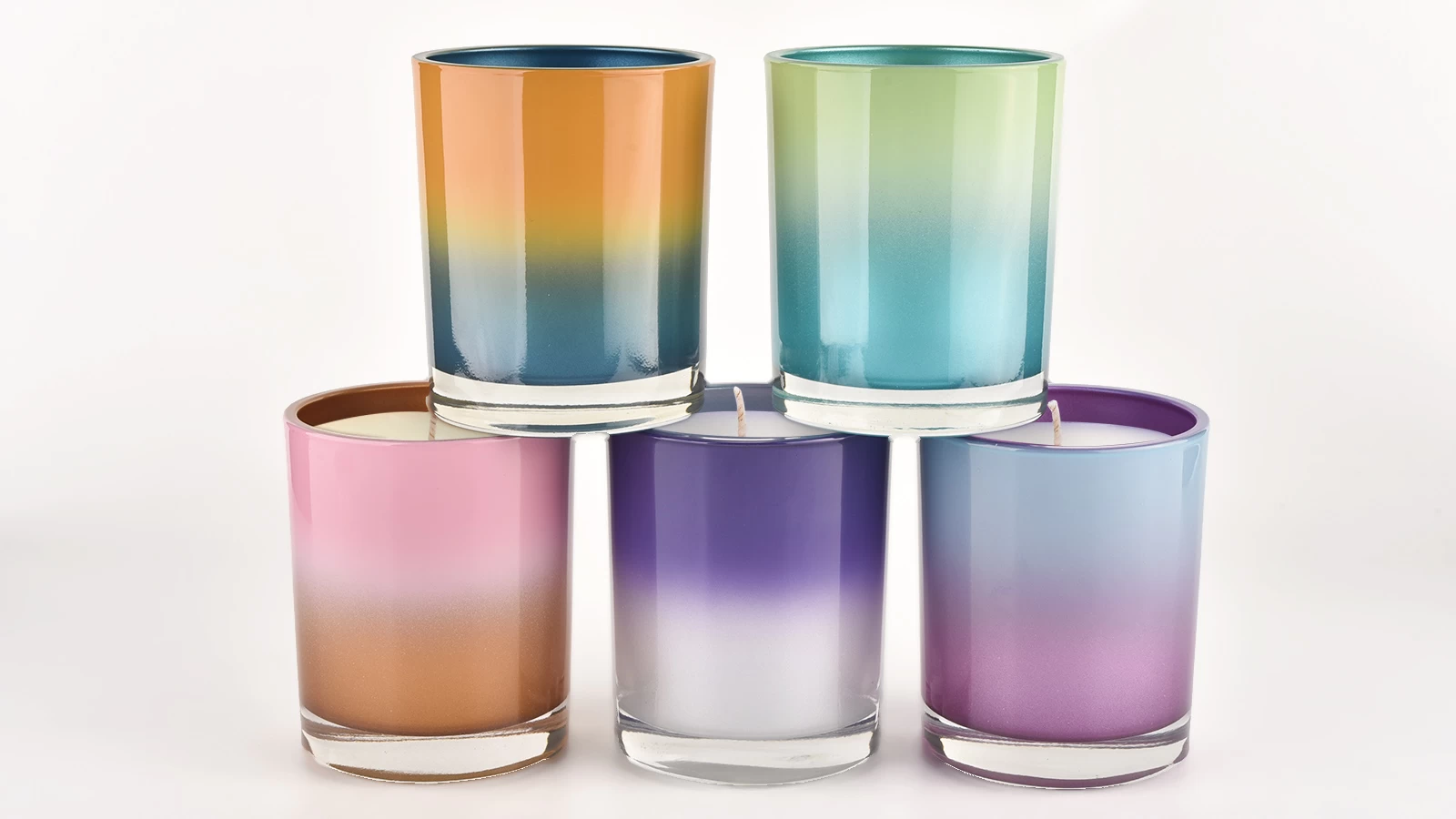 300ml fancy gradient colors glass jars for candle making wholesale