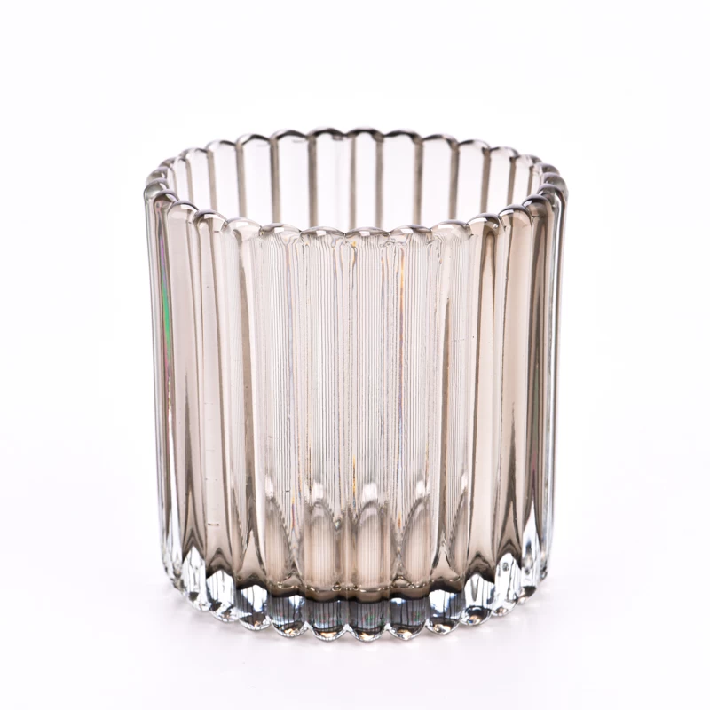  luxury empty glass jars for candles stripe glass vessels supplier