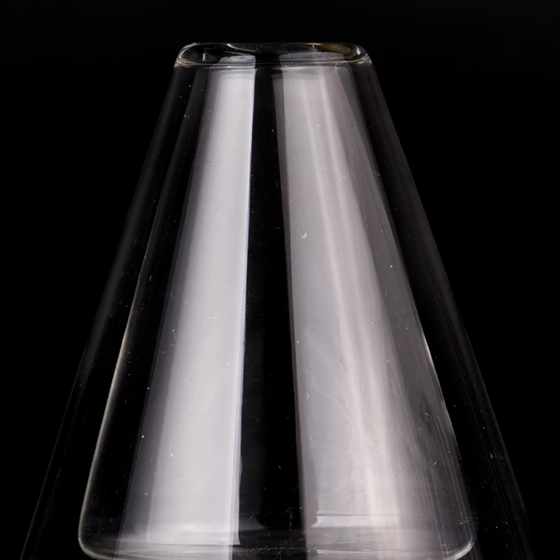 wholesales clear triangle borosilicate glass candle jar