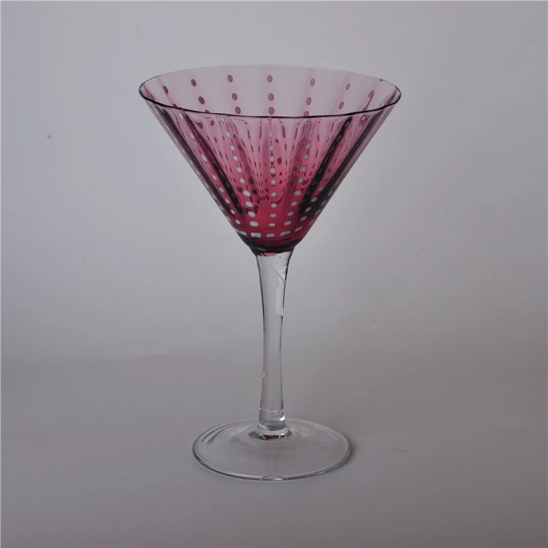 Red Mouth Blown Martini Glass