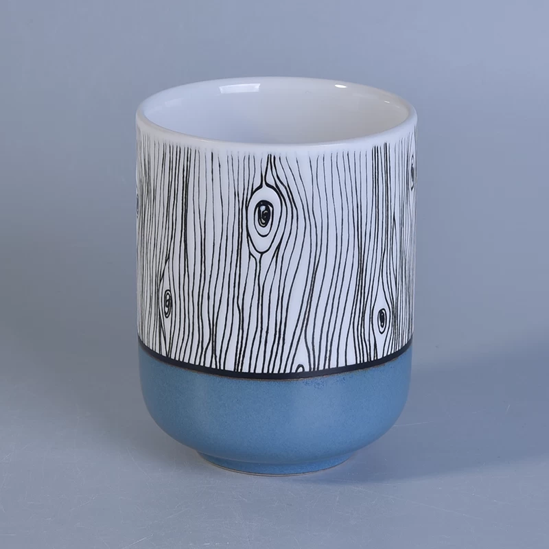 Popular shape hand painted tree pattern ceramic candle jars 