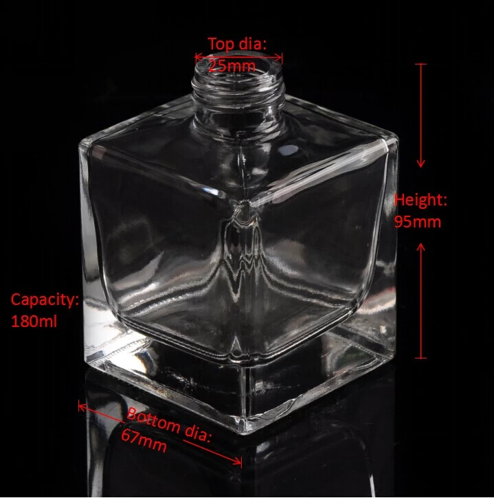Square clear glass perfume bottle with screw top