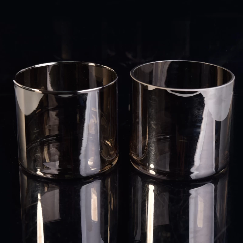 Ion plating silver glass candle holder