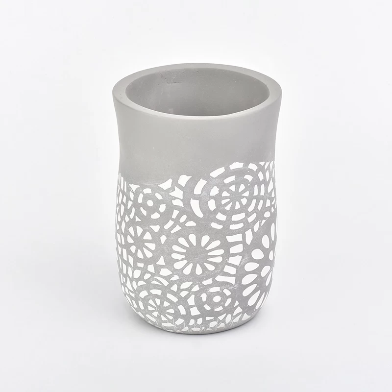 Concrete bathroom set gray color with white flower pattern  
