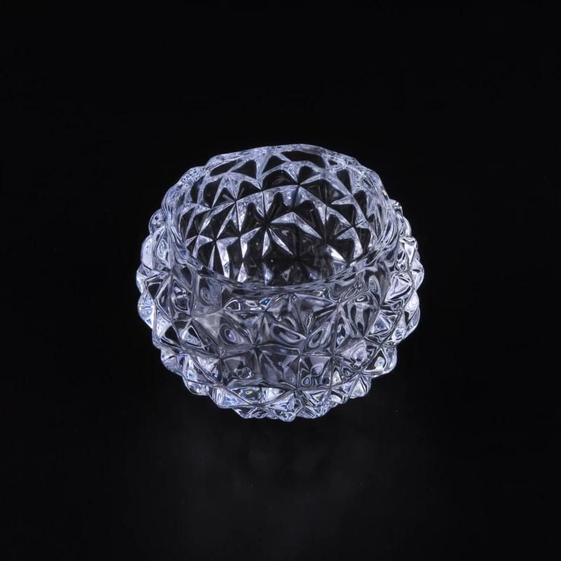 Crystal diamond pattern glass tealight holder