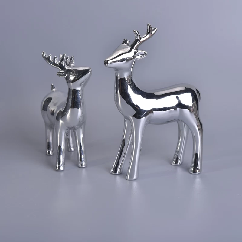 Christmas decoration silver ceramic deer