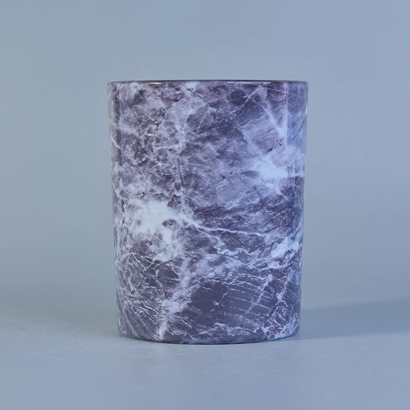 water painting marble effect glass candle holder 