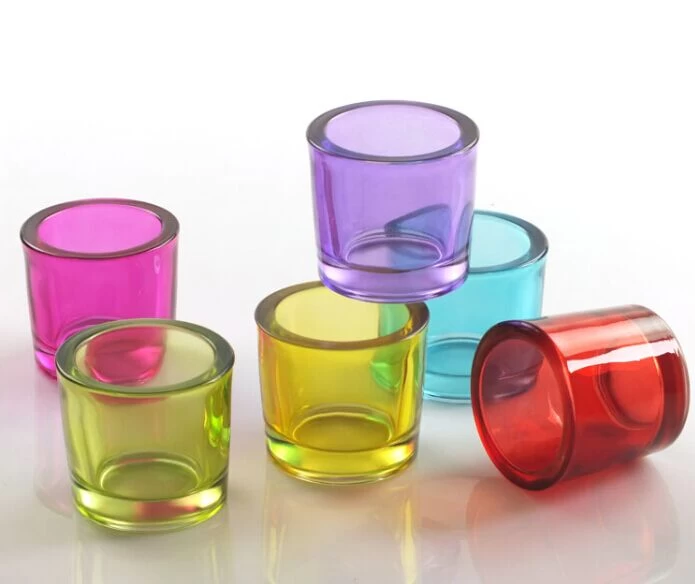 thick wall 8oz colored glass candle holders