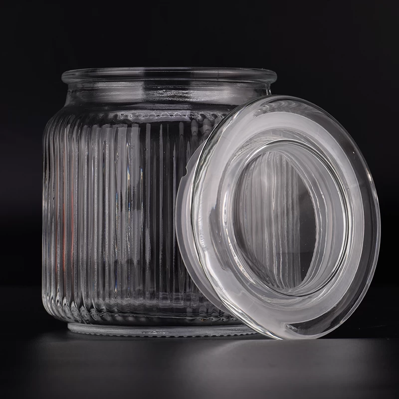 Luxury 600ml glass candle jars with clear glass lids wholesale