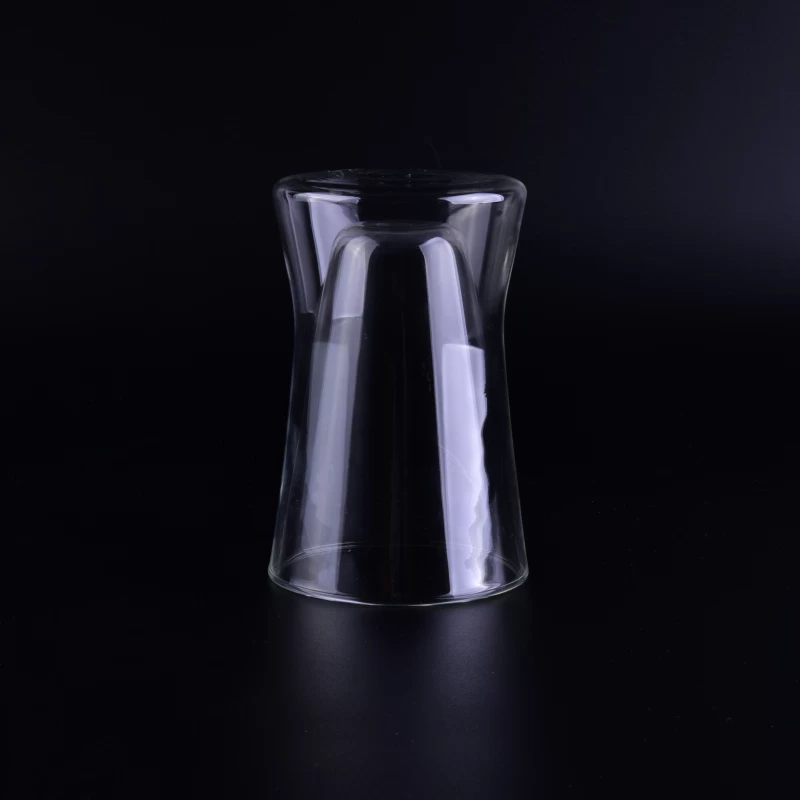 230ml double wall glass coffee mug with unique bottom shape