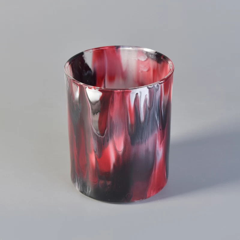 colorful painted glass candle holder handmade