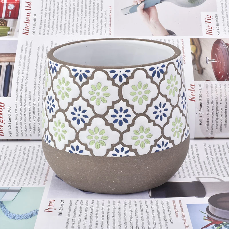 24oz ceramic jar with flower pattern 