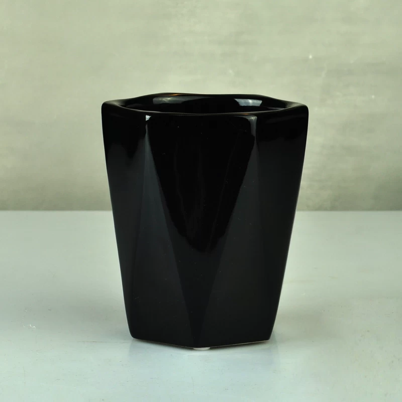 Black ceramic candles container