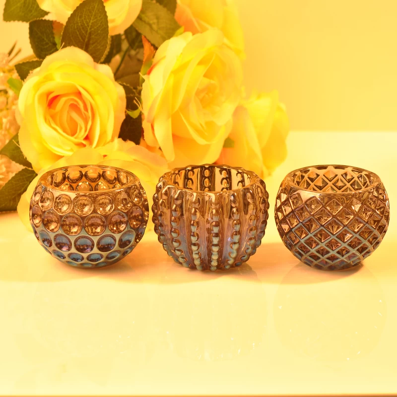 round debossed pattern candle holders
