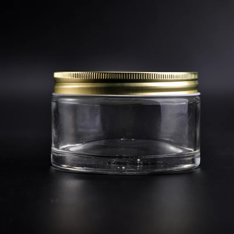Small glass cosmetic glass jar with airtight metal lid