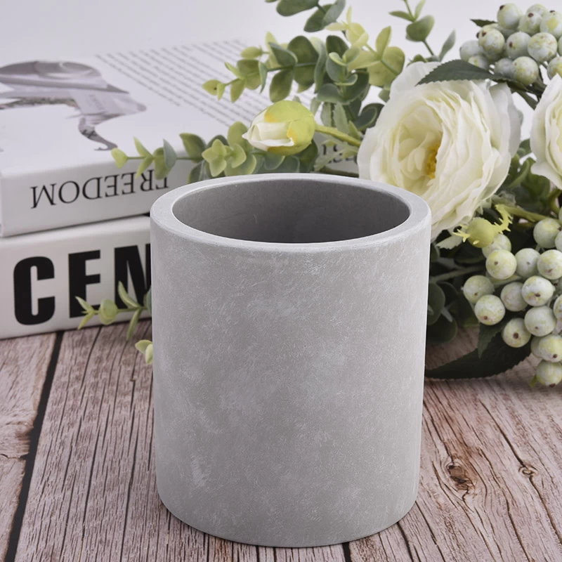 luxury thick cylinder concrete candle holder