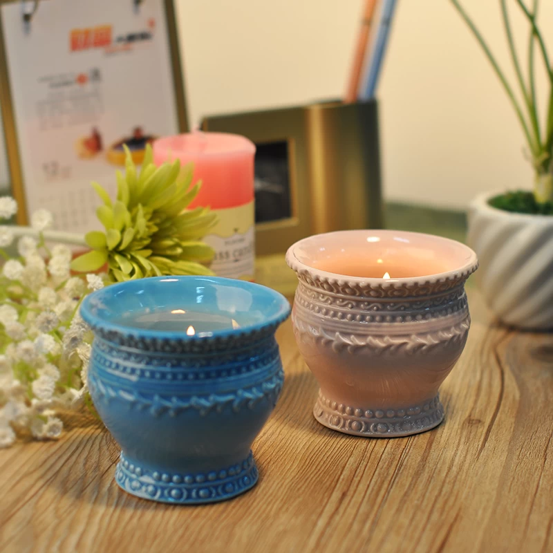 pink ceramic candle jars