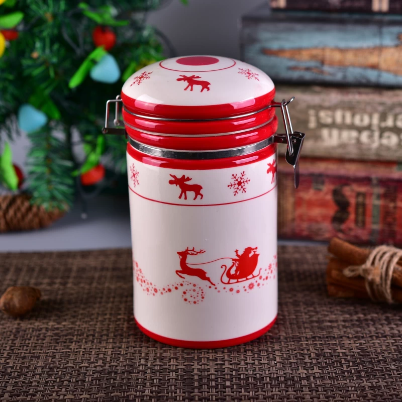 2017 Custom Wholesale Christmas Gift Airtight Ceramic Container  