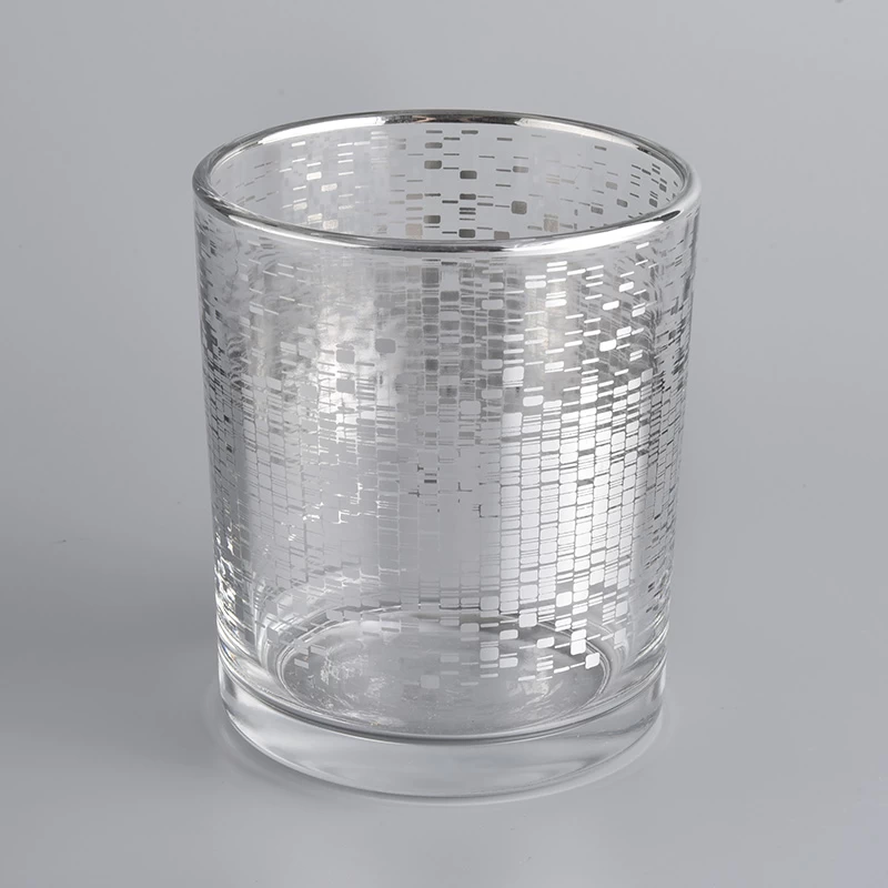 400ml glass candle jar with silver pattern