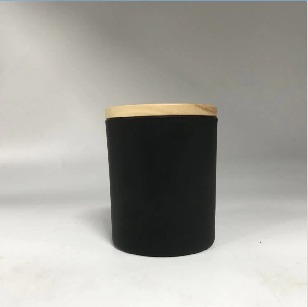 custom black glass candle jars with wood lid