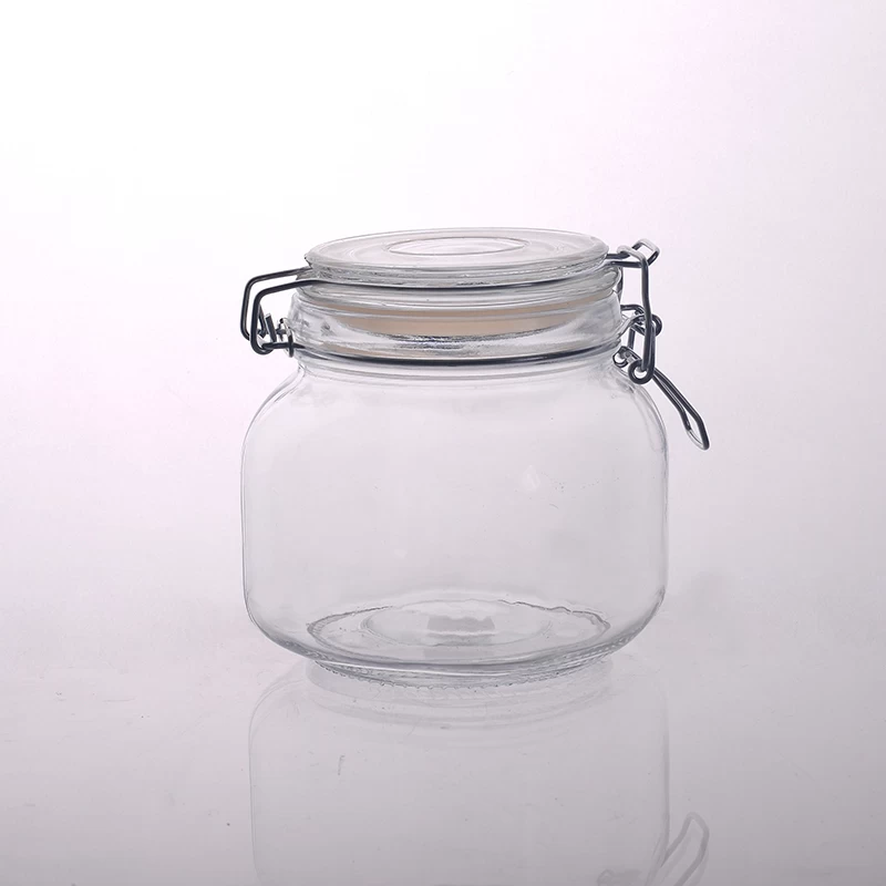800ml 1000ml Big Capacity Airtight Glass Storage Jar With Lid