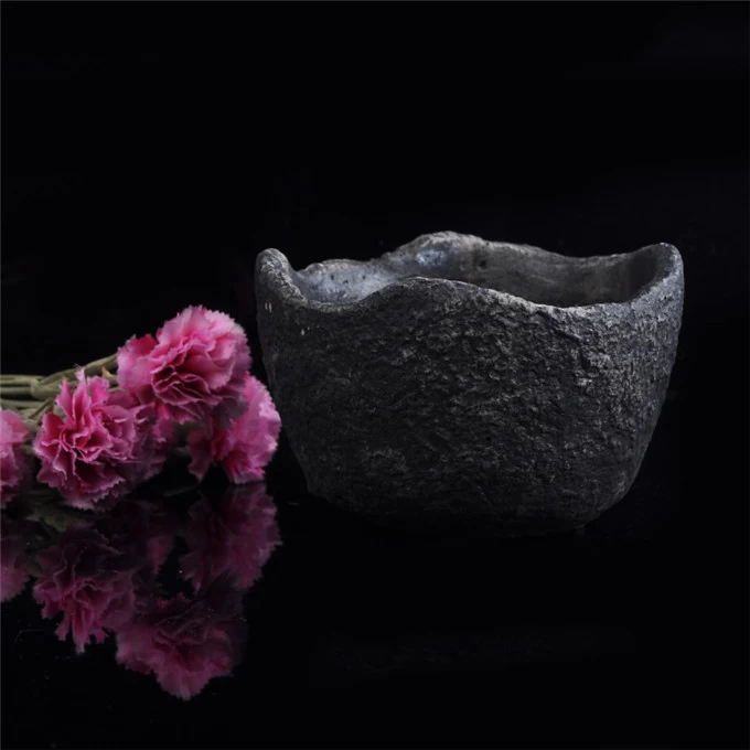 Color printing cement material bowl shhape rough candle holder
