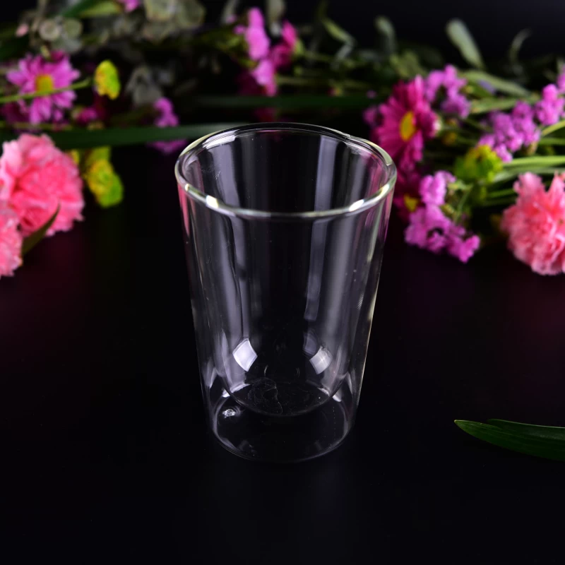 Handblown 350ml heat resistant egg double wall glass cup