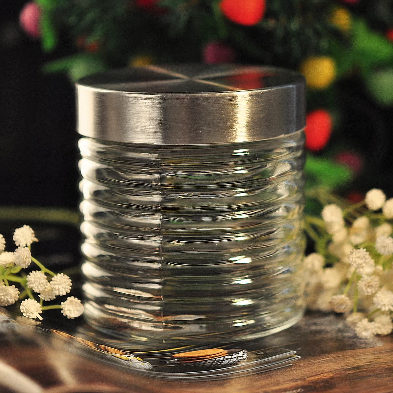 Thread pattern glass storage jar with iron lid exporter