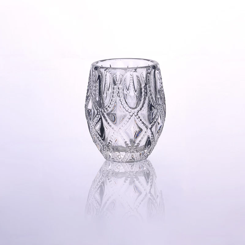 Machine made wholesale embossed glass candle holder