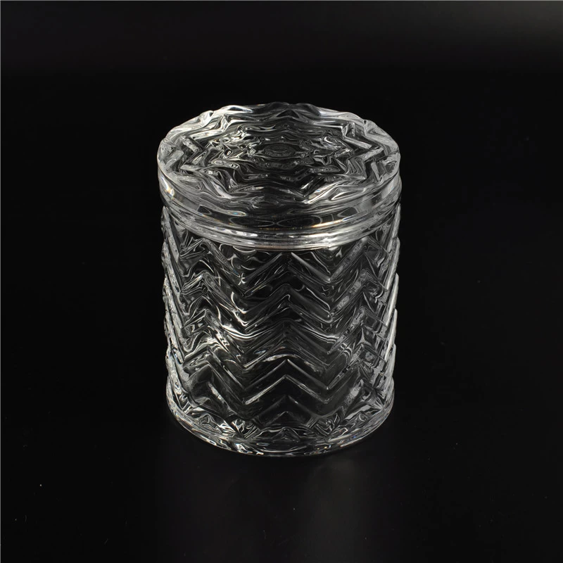 Home decoration of glass candle jar with lid