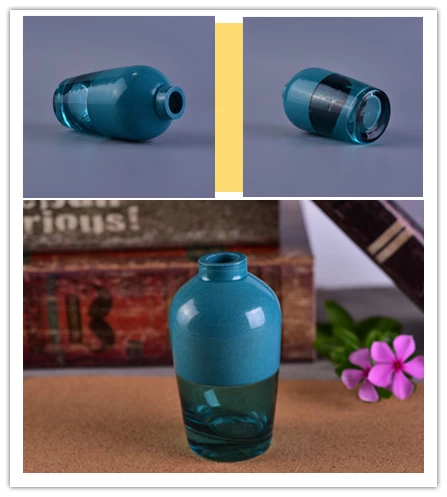 blue glass oil bottle