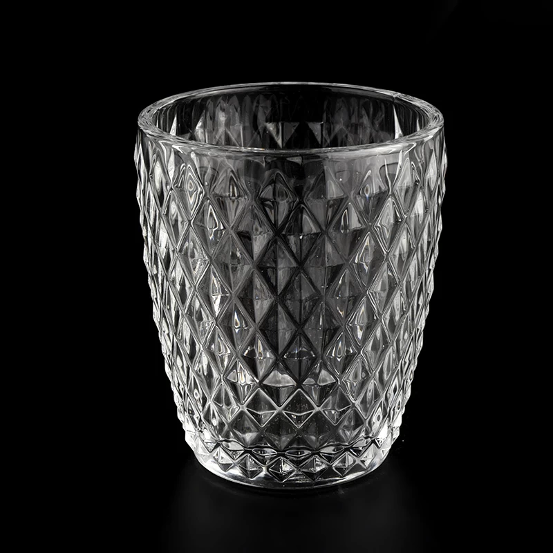 Wholesale 10oz clear glass candle vessel with custom pattern