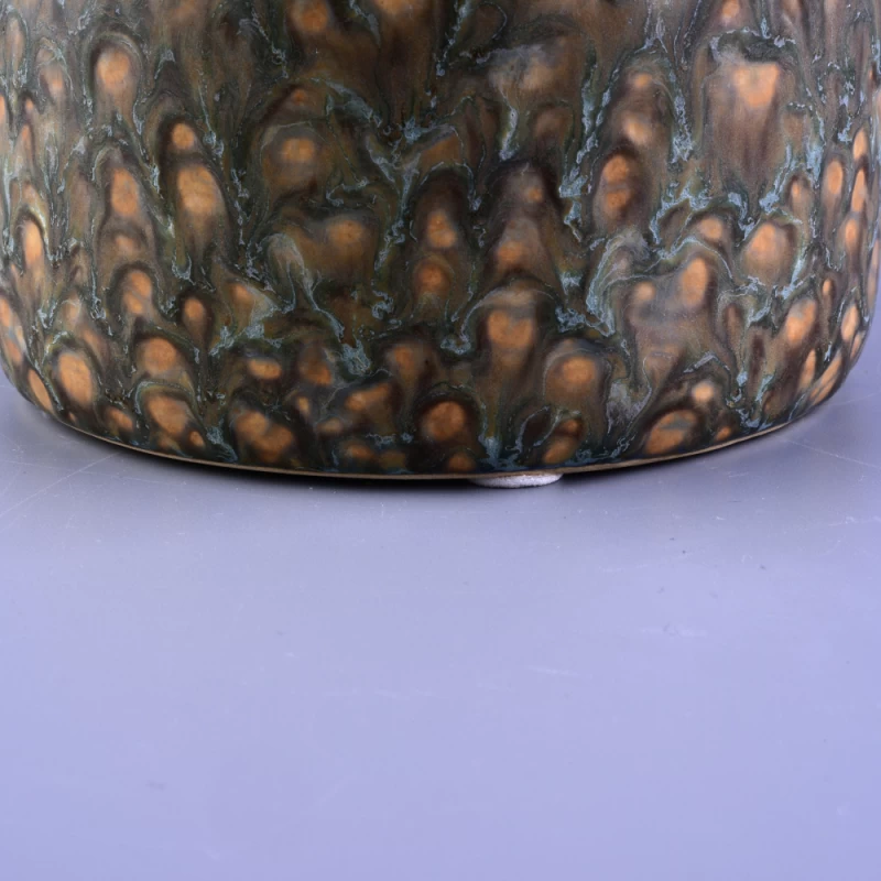 New design color glazed canister dots ceramic candle jar