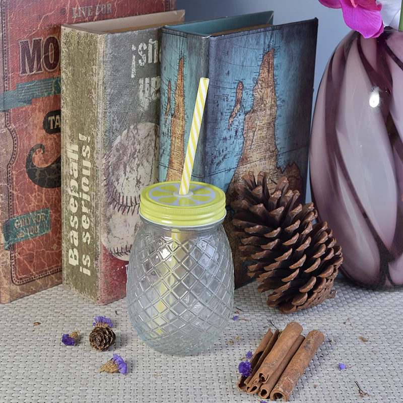 Pineapple Glass Drinking Jar with Lid
