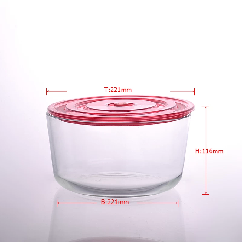 3050ml glass container with red lid