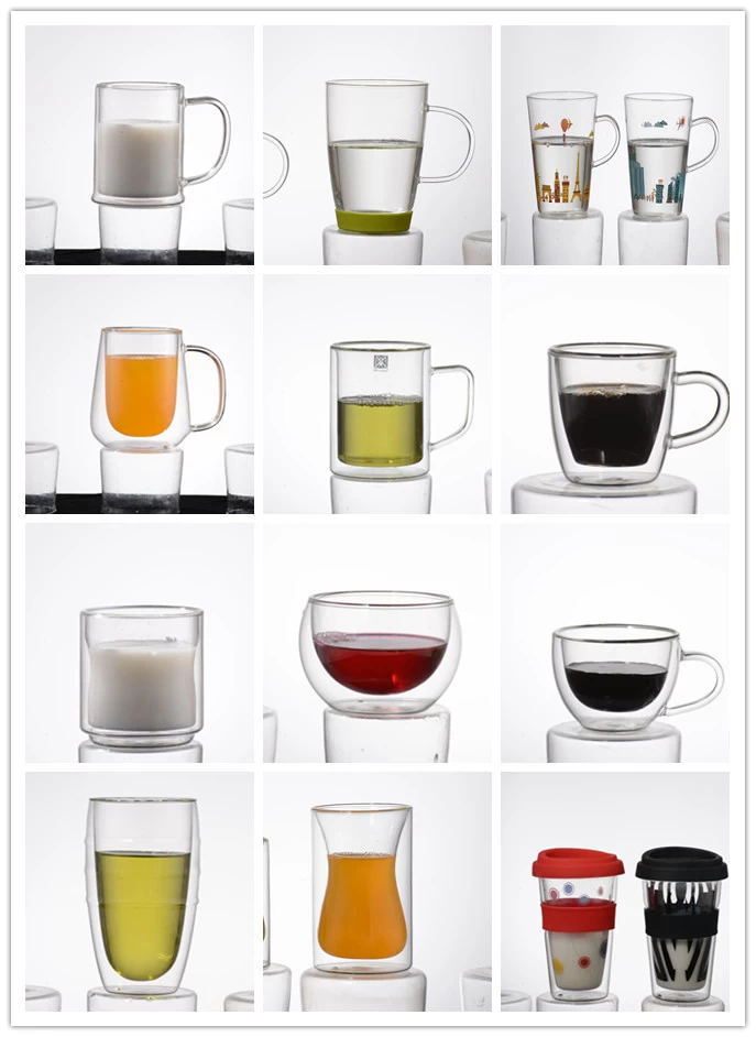 Food Grade High Quality Double Wall Glass Cups For Coffee Tea