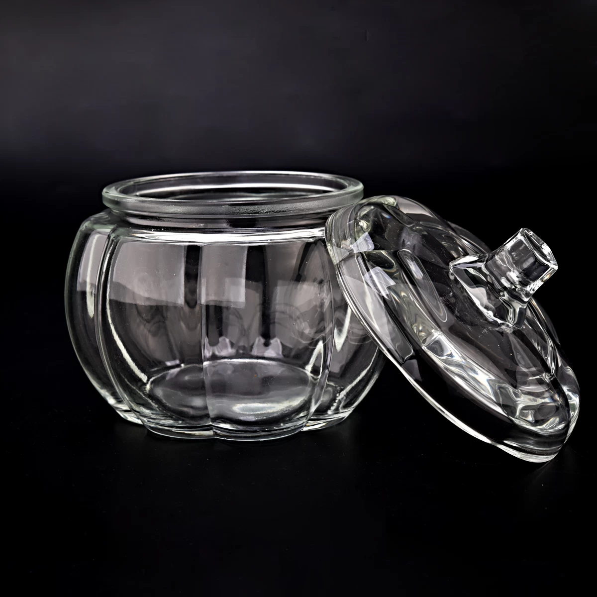 14oz clear pumpkin-shaped glass candle jar with lid supplier