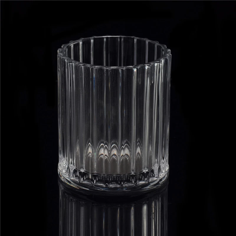 Chinese manufacturer supplied vertical stripes simple candle jar glass 