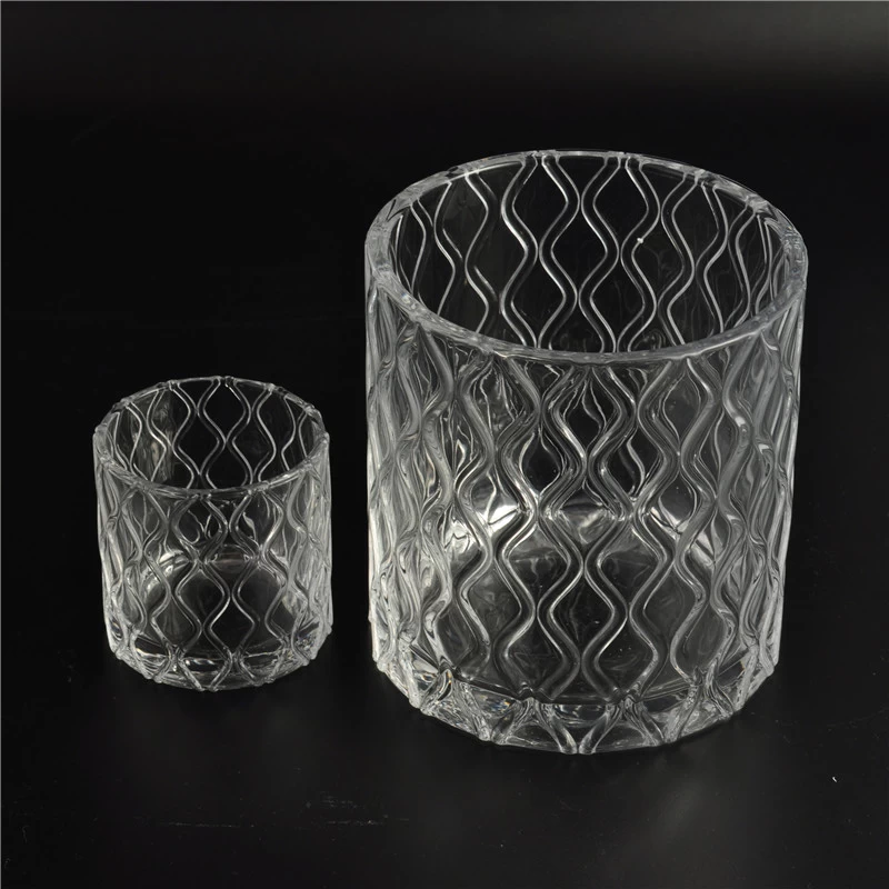 Giant clear emboss candle jar