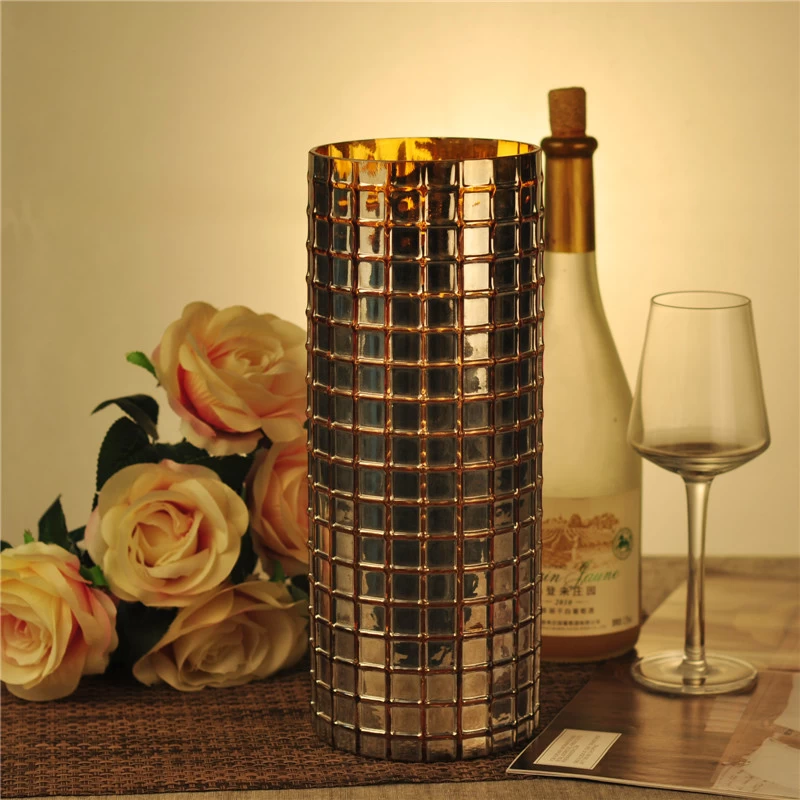 Low MOQ Cylinder Mosaic Glass Candle Holder