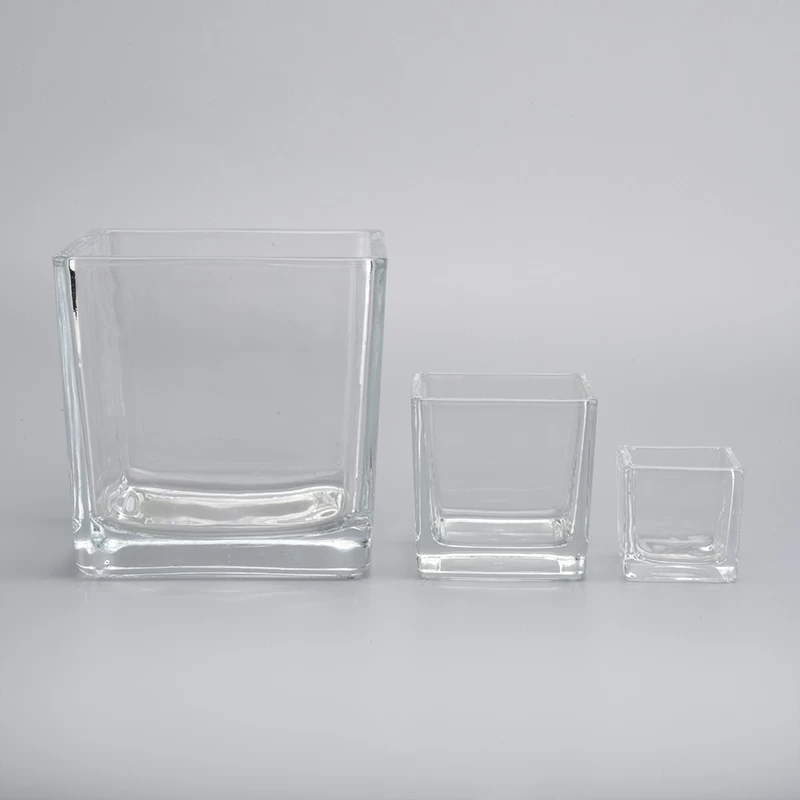 clear large glass square candle jar