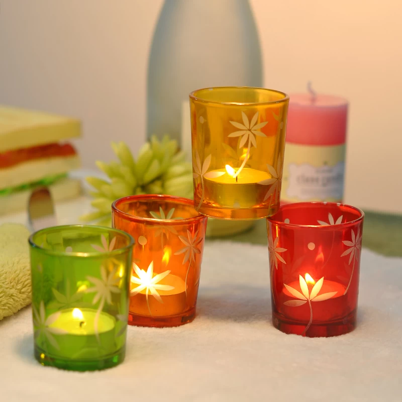 various colors glass candle holder