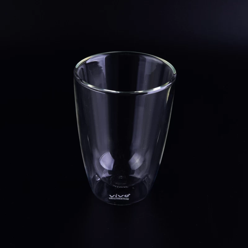 10oz Hot selling clear borosilicate double wall glass cup for tea