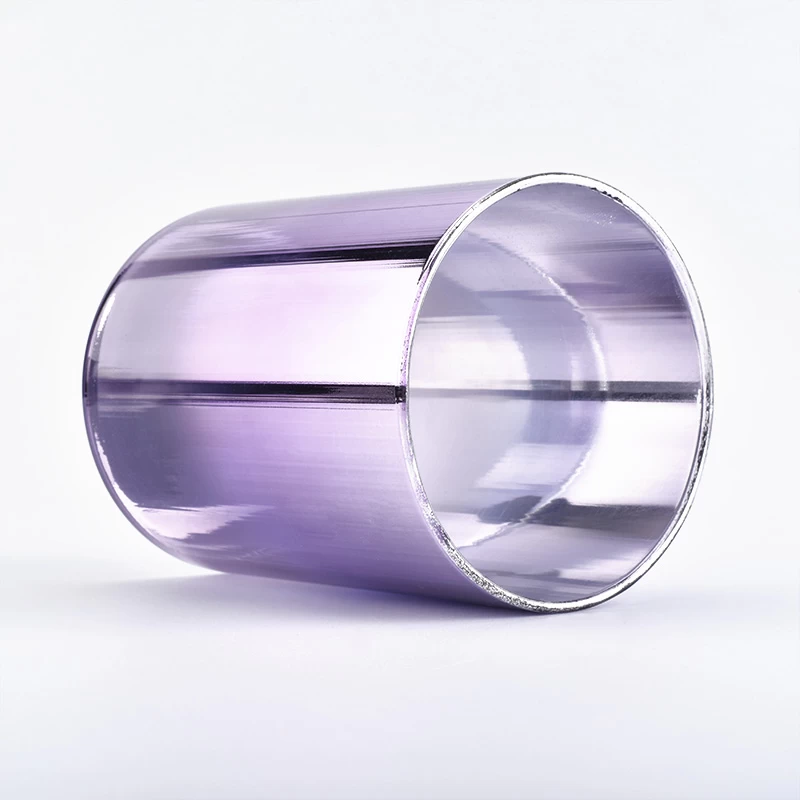 Ion plating luxury purple glass candle holder
