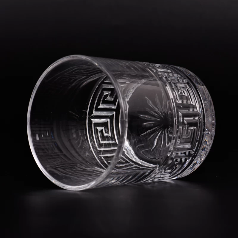 Luxury decorative cylinder glass candle jars empty candle container wholesale