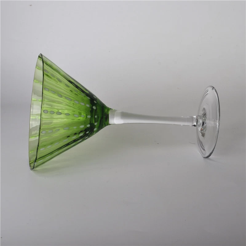Green Mouth Blown Martini Glass