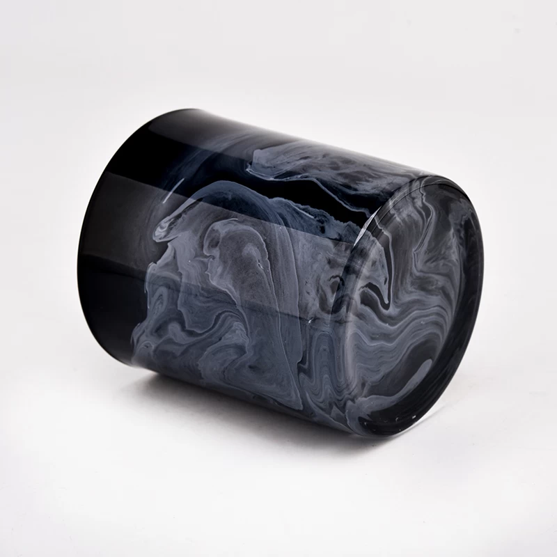 New 10oz black printing design glass candle holder manufacturer